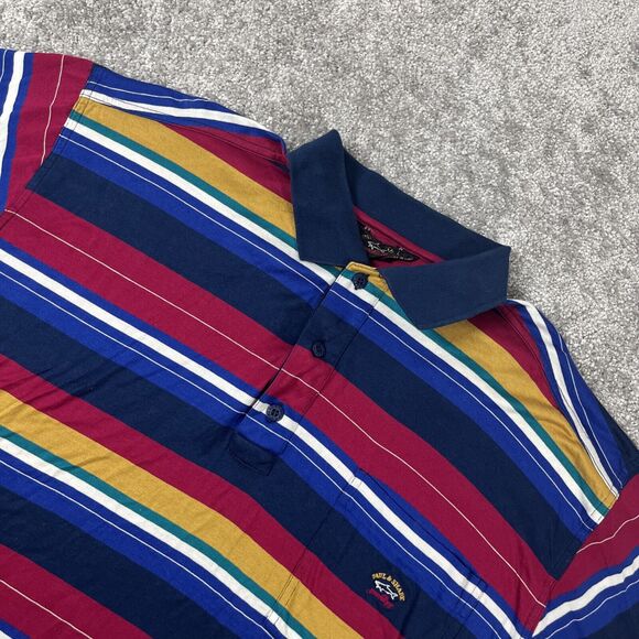 Paul Shark Polo Mens Large Yachting Stripe Cotton Colorful Made in Italy - Picture 1 of 11